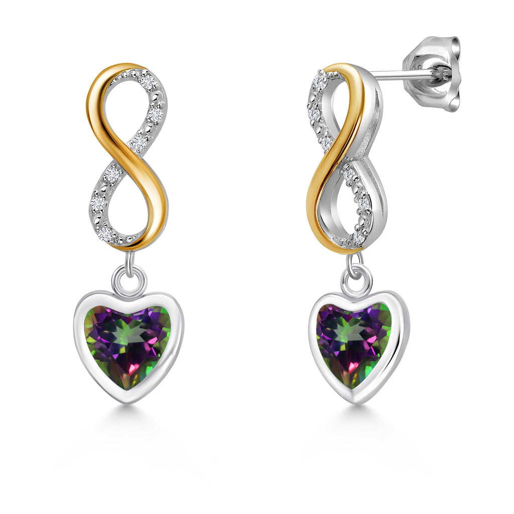 Green Mystic Topaz_Earrings in 925 Sterling Silver and 10K Yellow Gold