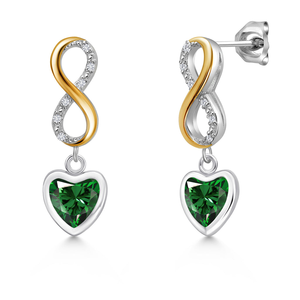 Nano Emerald - May_Earrings in 925 Sterling Silver and 10K Yellow Gold