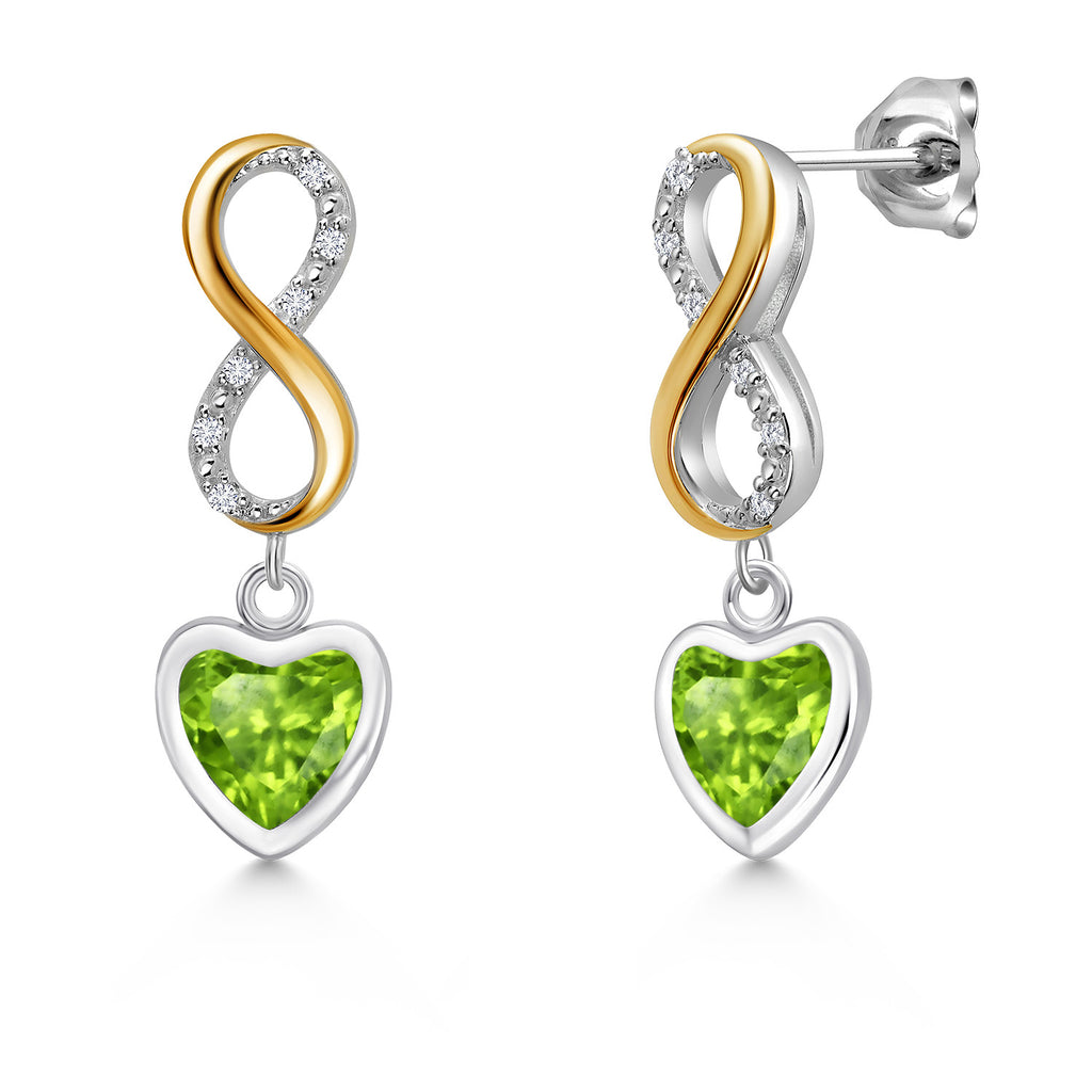 Peridot - August_Earrings in 925 Sterling Silver and 10K Yellow Gold