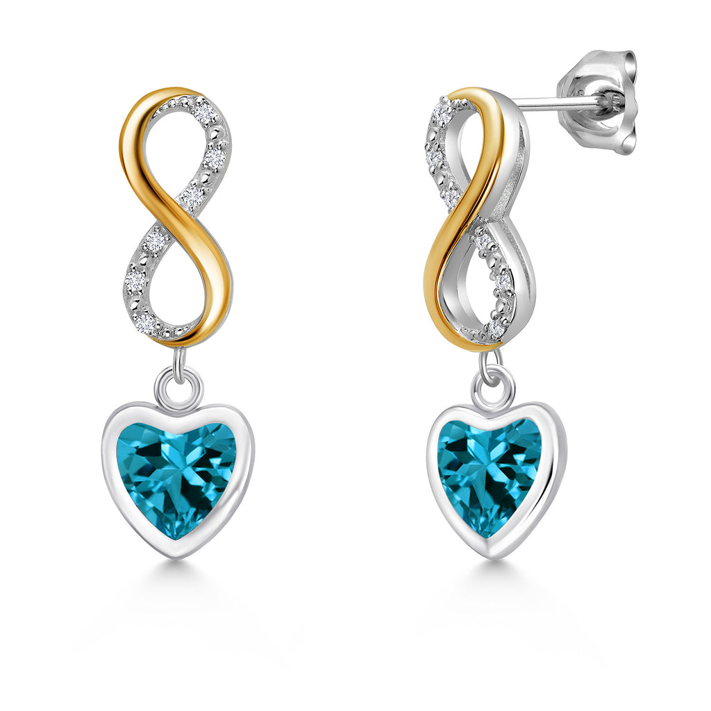 London Blue Topaz - November_Earrings in 925 Sterling Silver and 10K Yellow Gold