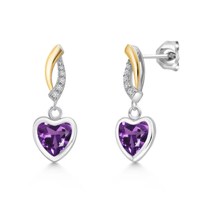 Amethyst - February_Earrings in 925 Sterling Silver and 10K Yellow Gold