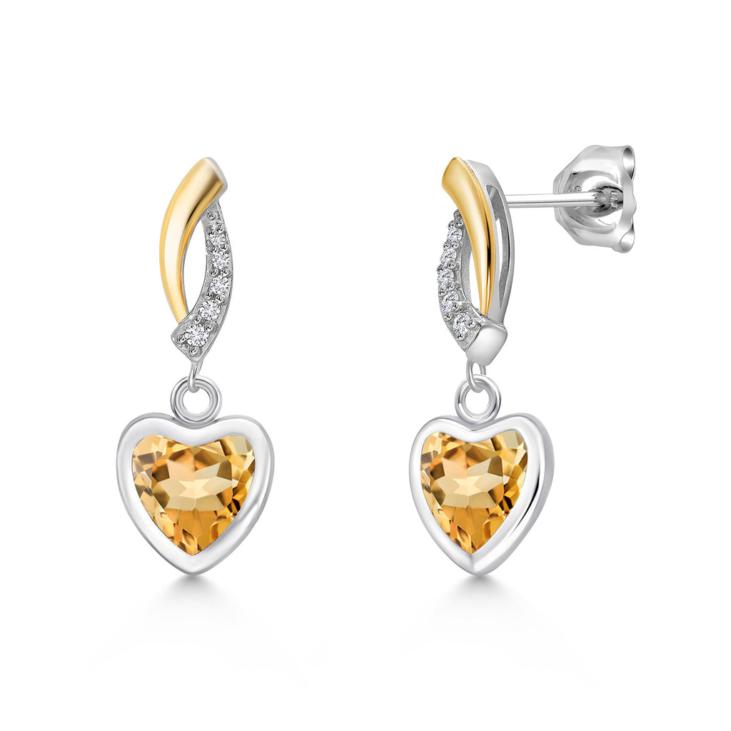 Citrine - November_Earrings in 925 Sterling Silver and 10K Yellow Gold