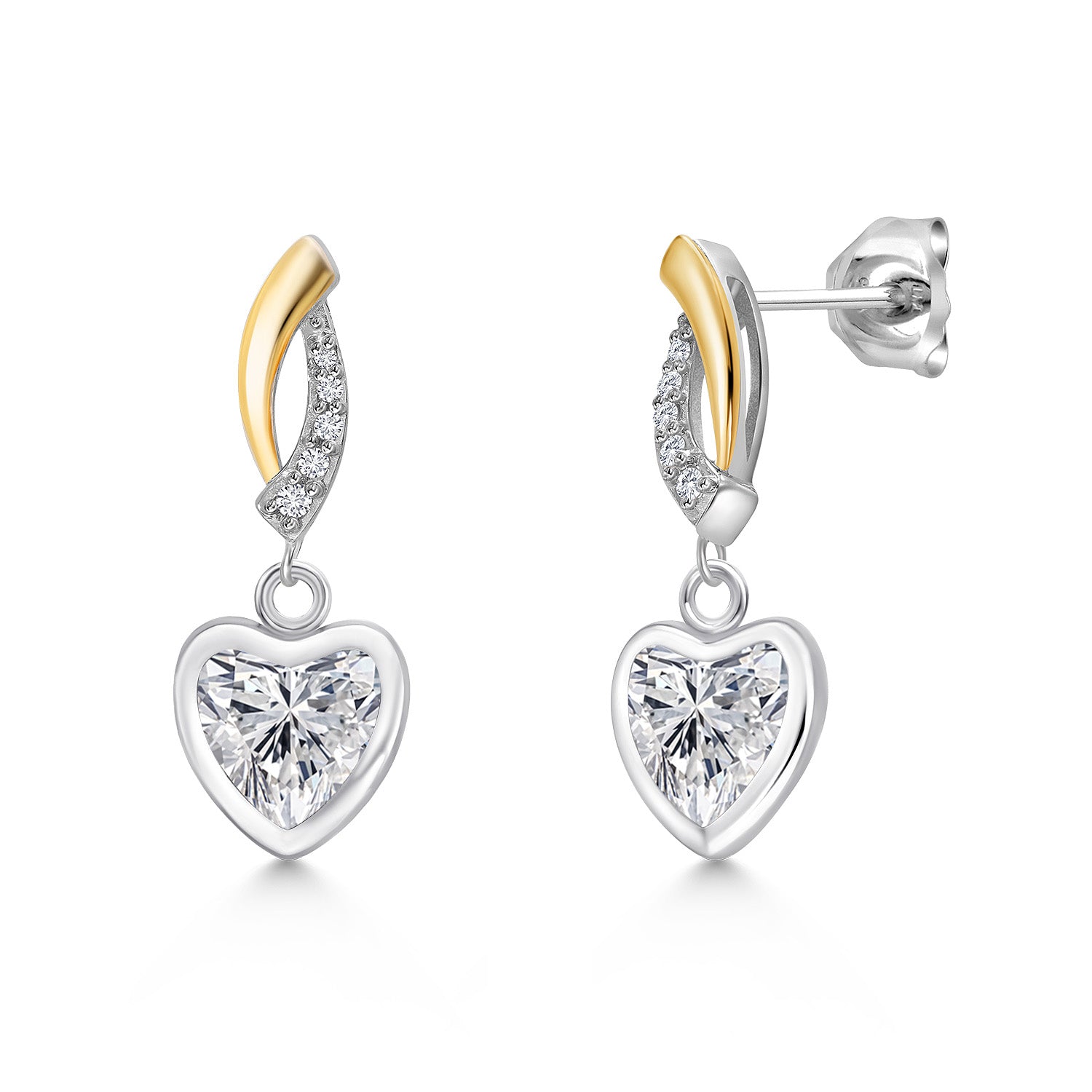 Earrings in 925 Sterling Silver and 10K Yellow Gold