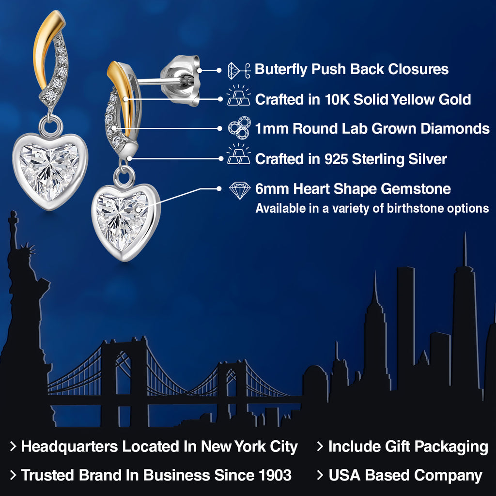 Earrings in 925 Sterling Silver and 10K Yellow Gold