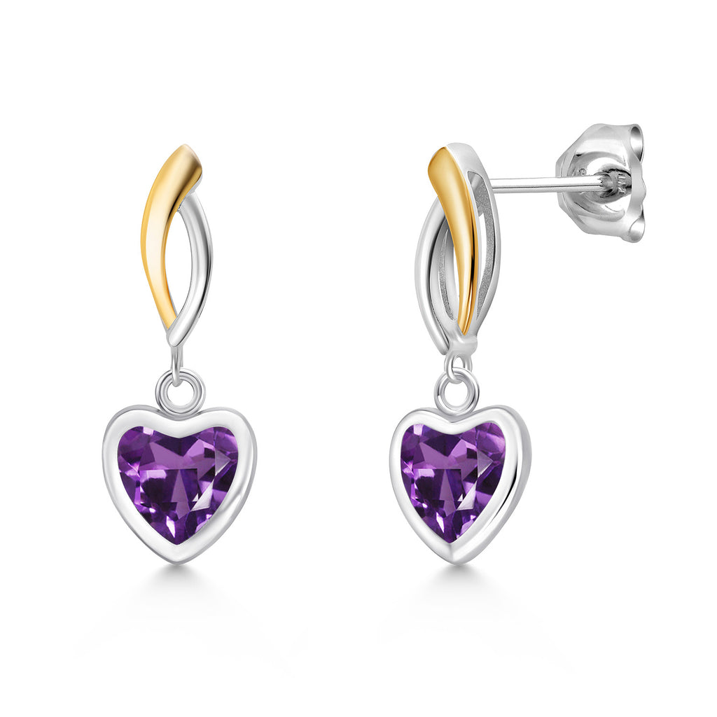 Amethyst - February_Earrings in 925 Sterling Silver and 10K Yellow Gold