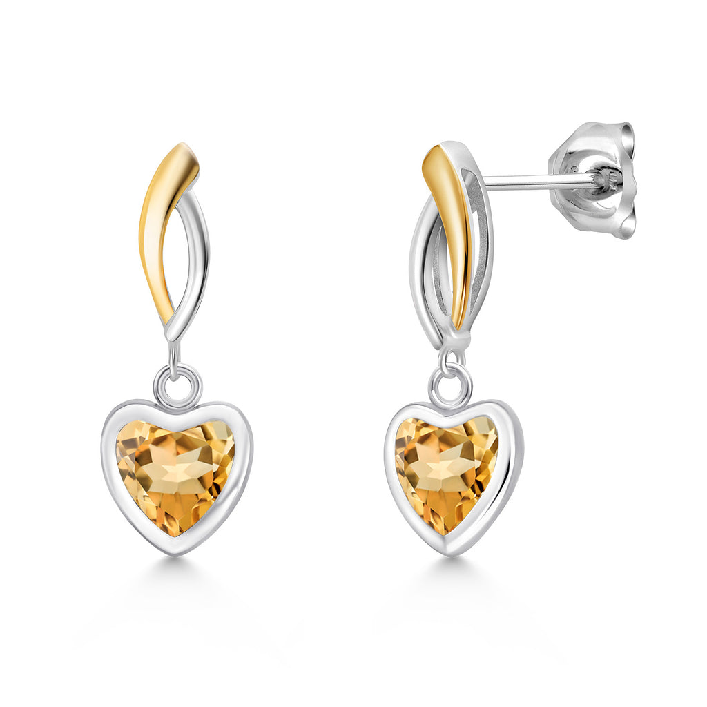 Citrine - November_Earrings in 925 Sterling Silver and 10K Yellow Gold