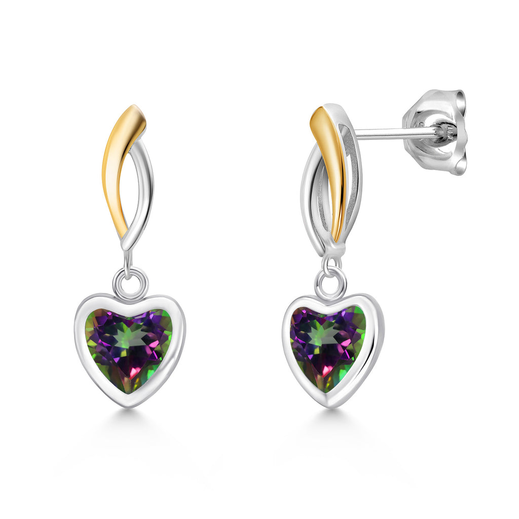 Green Mystic Topaz_Earrings in 925 Sterling Silver and 10K Yellow Gold