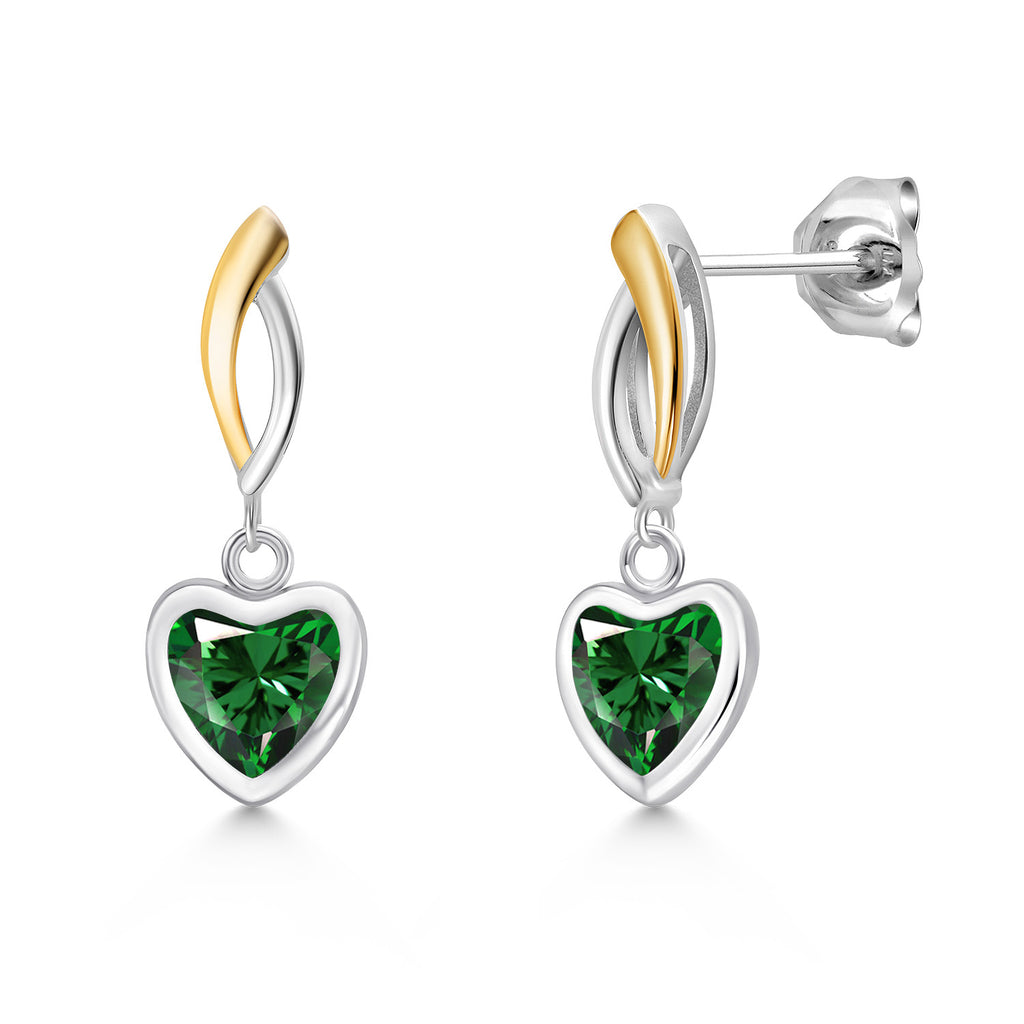 Nano Emerald - May_Earrings in 925 Sterling Silver and 10K Yellow Gold