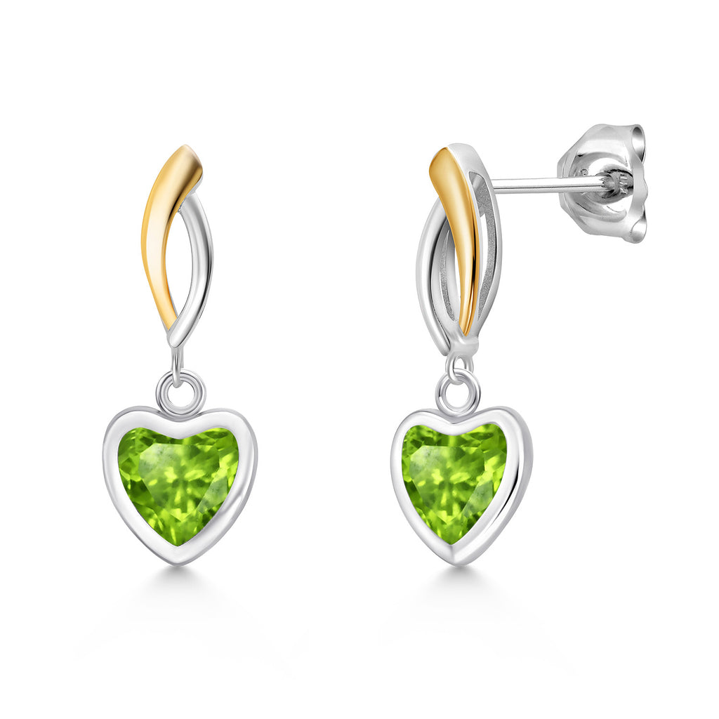 Peridot - August_Earrings in 925 Sterling Silver and 10K Yellow Gold