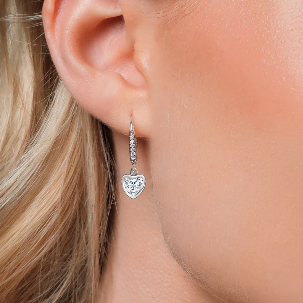 White Moissanite - April_Earrings in 925 Sterling Silver