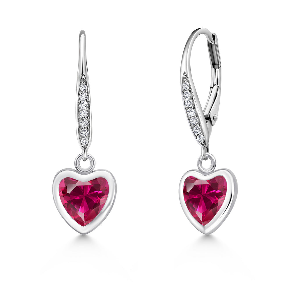 Created Ruby - July_Earrings in 925 Sterling Silver