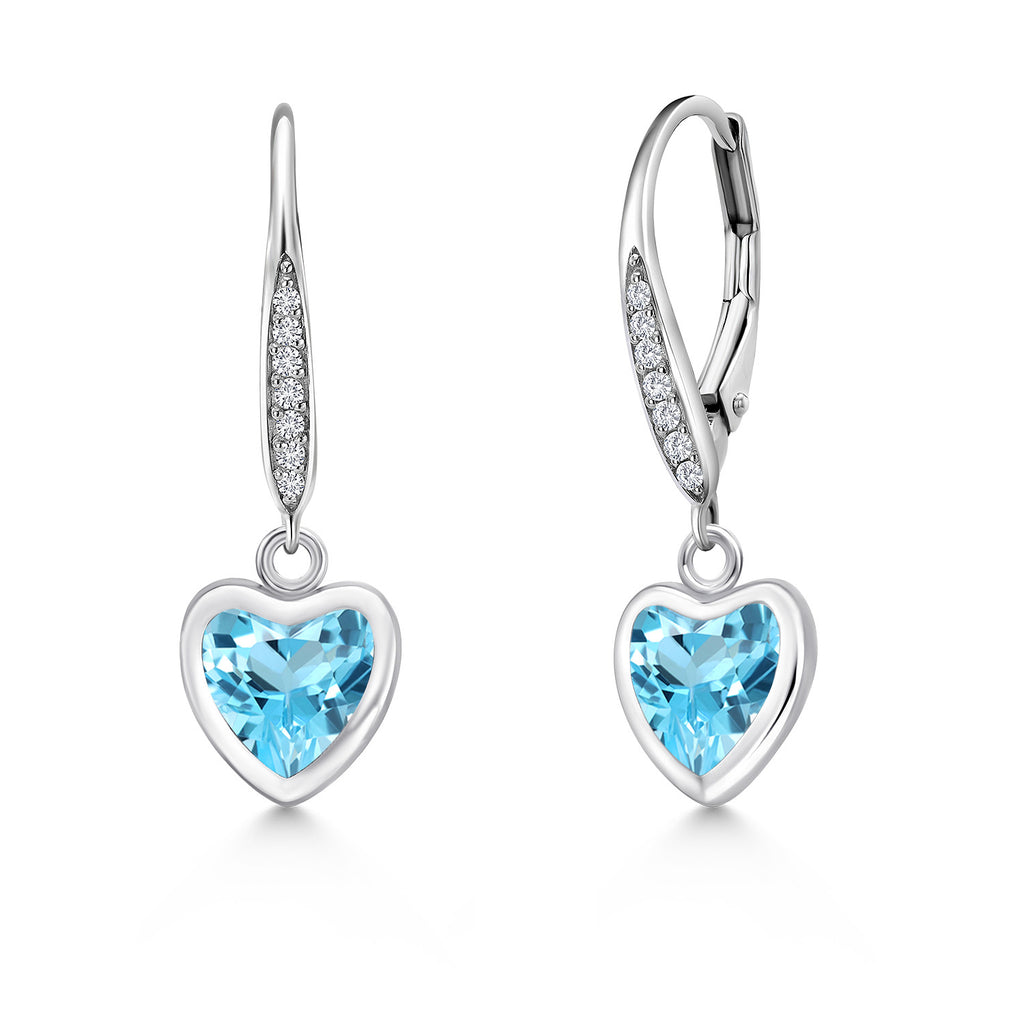 Swiss Blue Topaz - November_Earrings in 925 Sterling Silver