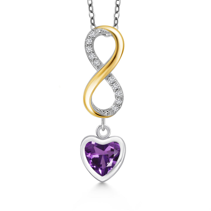 Amethyst - February_Pendant in 925 Sterling Silver and 10K Yellow Gold