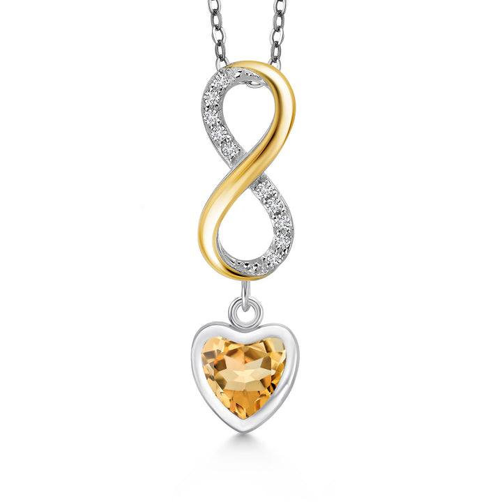 Citrine - November_Pendant in 925 Sterling Silver and 10K Yellow Gold