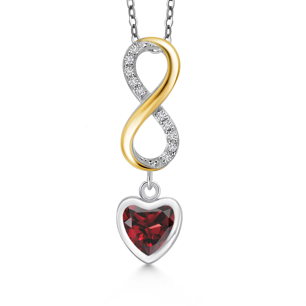 Garnet - January_Pendant in 925 Sterling Silver and 10K Yellow Gold