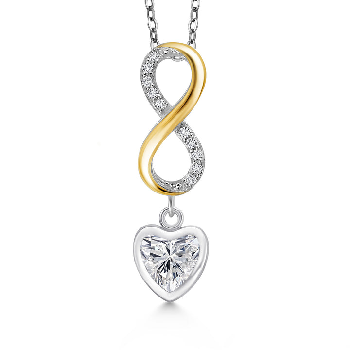 White Lab Grown Diamond - April_Pendant in 925 Sterling Silver and 10K Yellow Gold