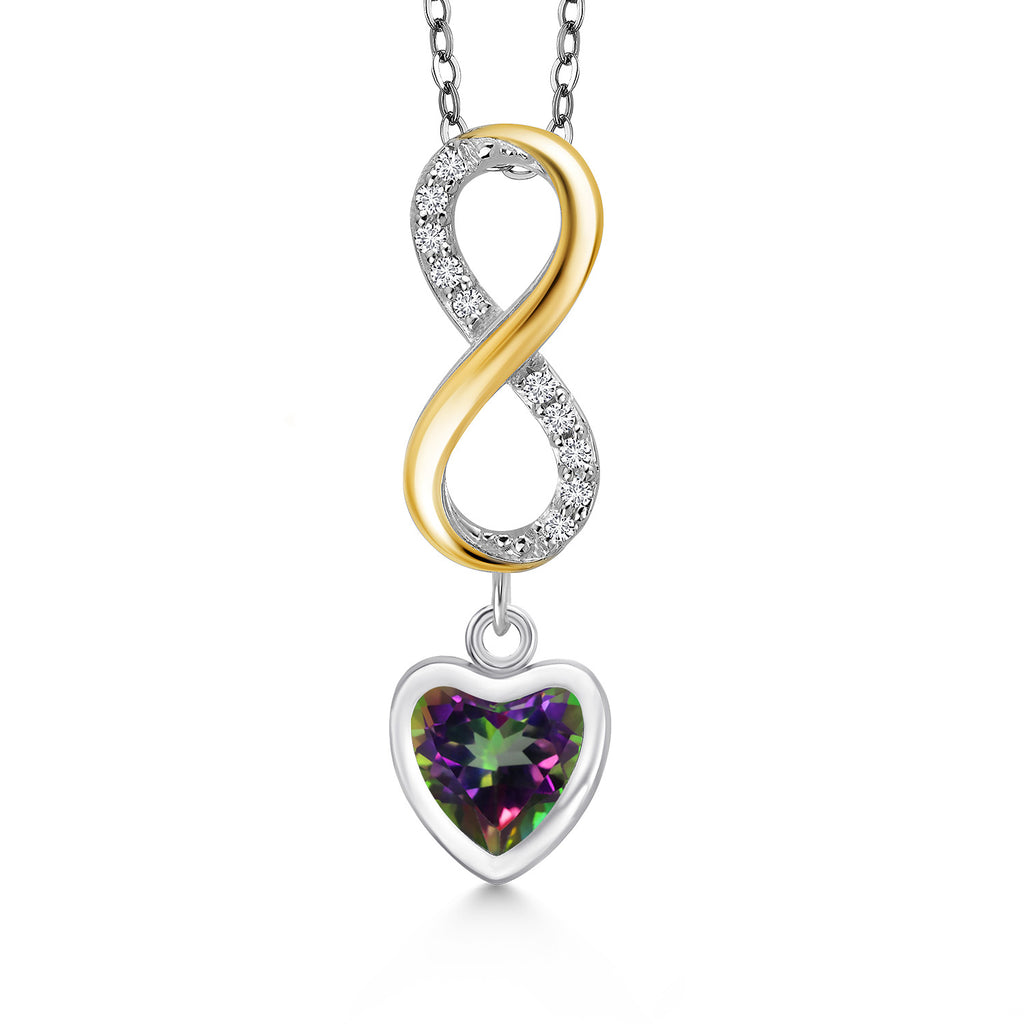 Green Mystic Topaz_Pendant in 925 Sterling Silver and 10K Yellow Gold