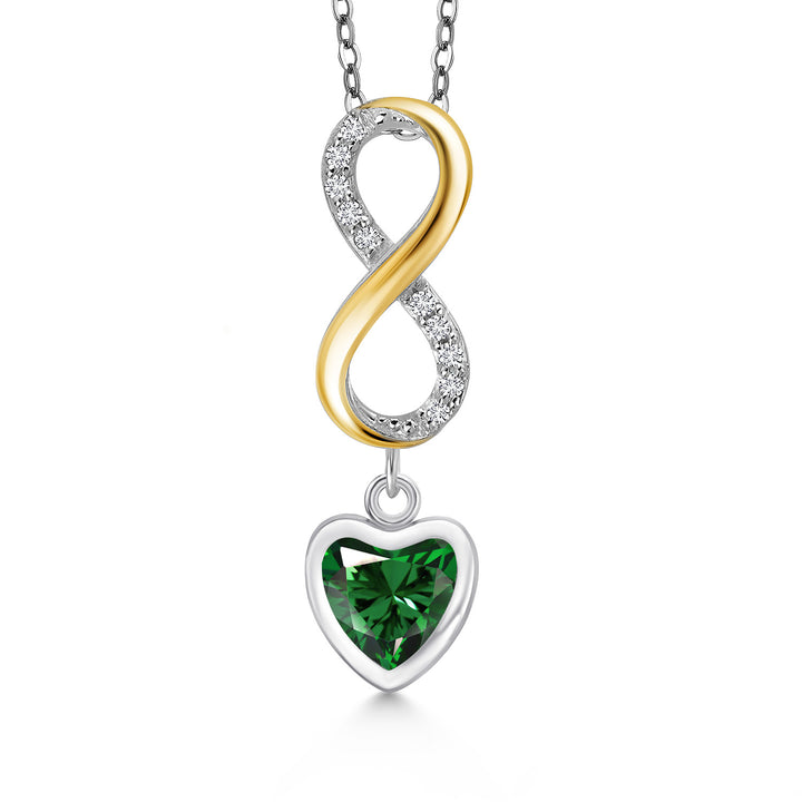 Nano Emerald - May_Pendant in 925 Sterling Silver and 10K Yellow Gold