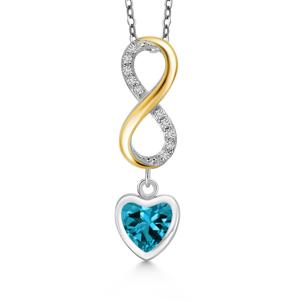 London Blue Topaz - November_Pendant in 925 Sterling Silver and 10K Yellow Gold