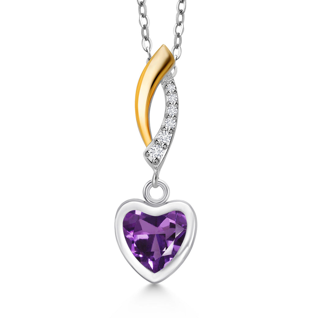 Amethyst - February_Pendant in 925 Sterling Silver and 10K Yellow Gold