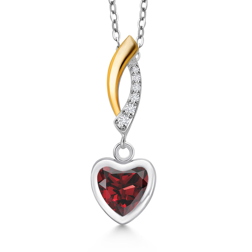 Garnet - January_Pendant in 925 Sterling Silver and 10K Yellow Gold