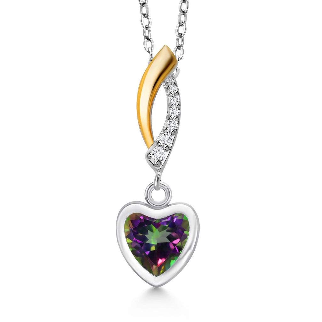 Green Mystic Topaz_Pendant in 925 Sterling Silver and 10K Yellow Gold