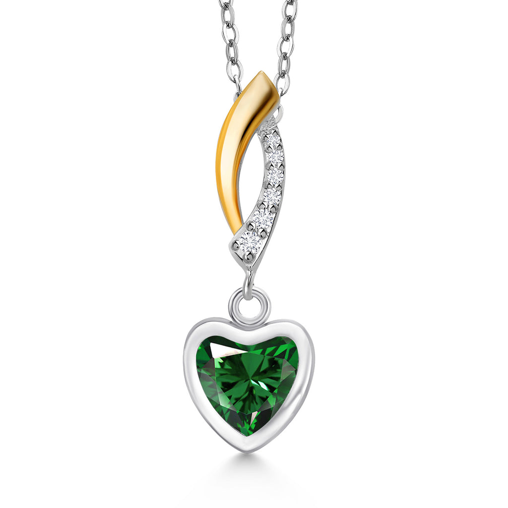 Nano Emerald - May_Pendant in 925 Sterling Silver and 10K Yellow Gold