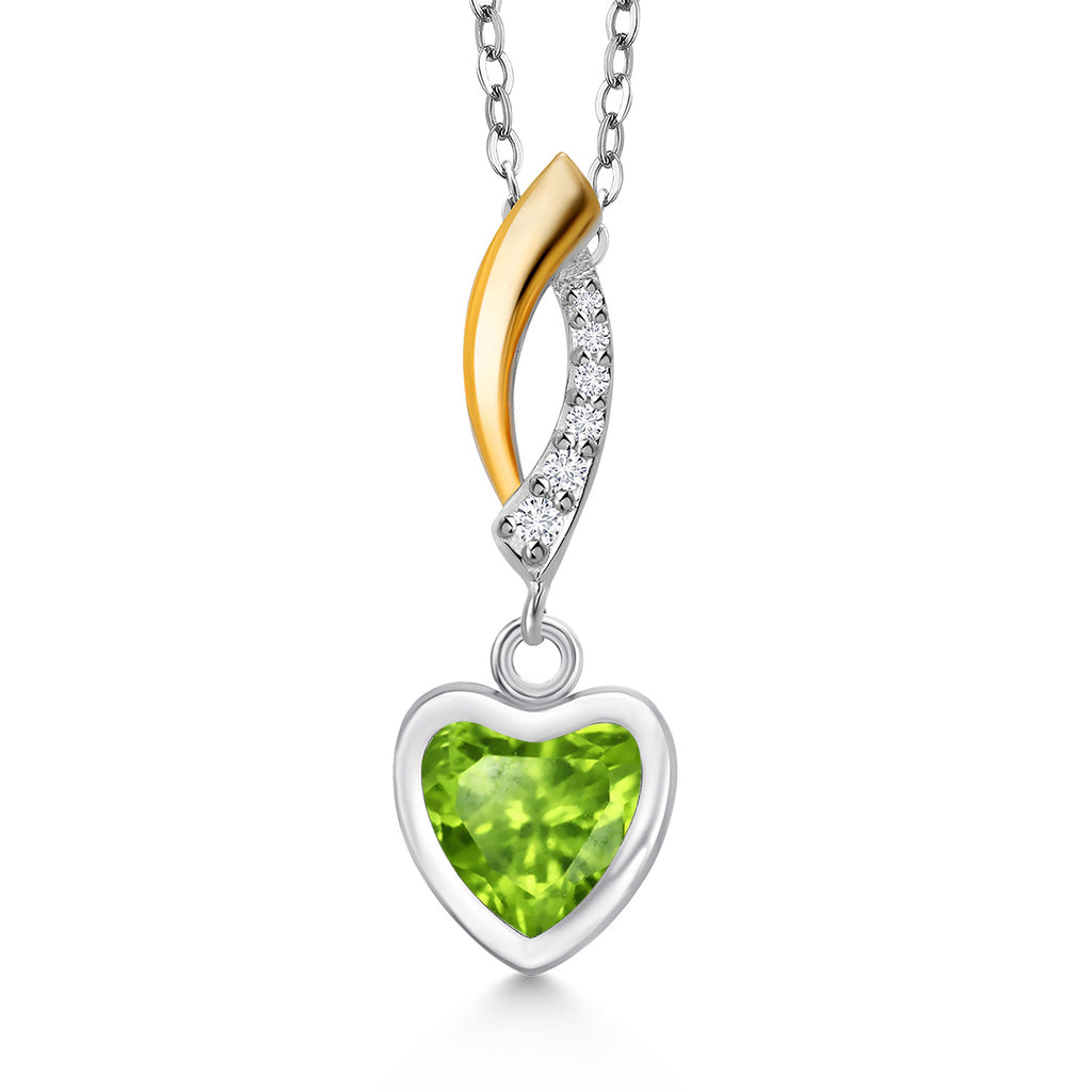 Peridot - August_Pendant in 925 Sterling Silver and 10K Yellow Gold
