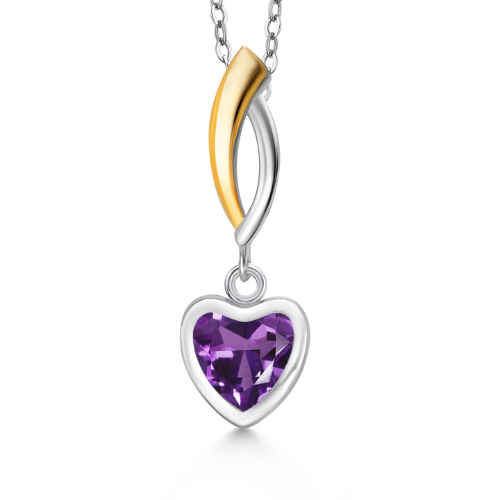 Amethyst - February_Pendant in 925 Sterling Silver and 10K Yellow Gold