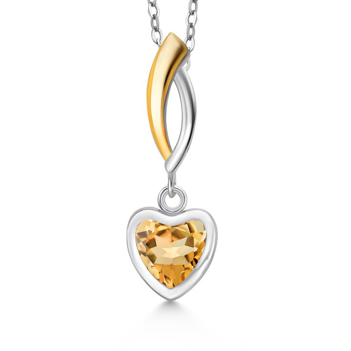 Citrine - November_Pendant in 925 Sterling Silver and 10K Yellow Gold