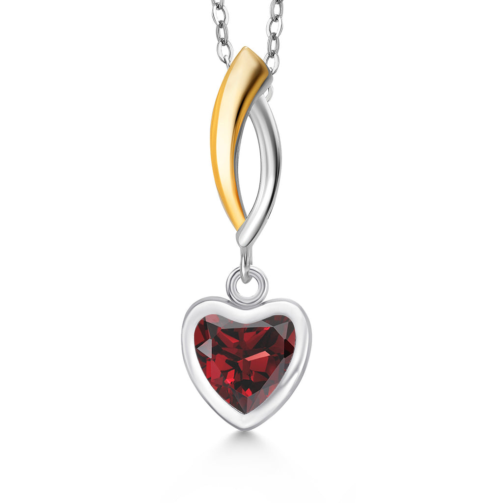 Garnet - January_Pendant in 925 Sterling Silver and 10K Yellow Gold
