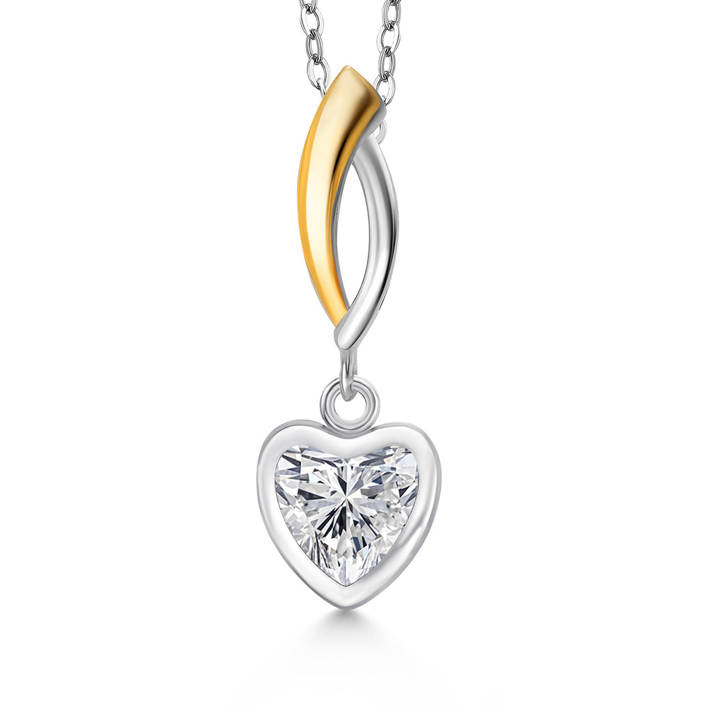 White Lab Grown Diamond - April_Pendant in 925 Sterling Silver and 10K Yellow Gold