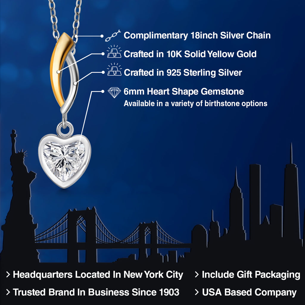 Lab Grown Diamond_Pendant in 925 Sterling Silver and 10K Yellow Gold