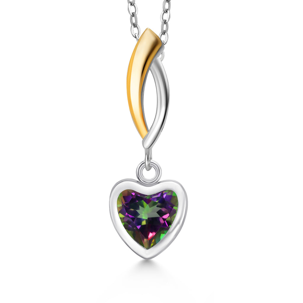 Green Mystic Topaz_Pendant in 925 Sterling Silver and 10K Yellow Gold
