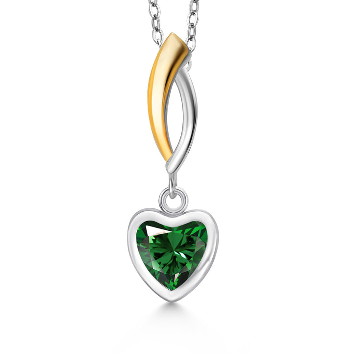 Nano Emerald - May_Pendant in 925 Sterling Silver and 10K Yellow Gold