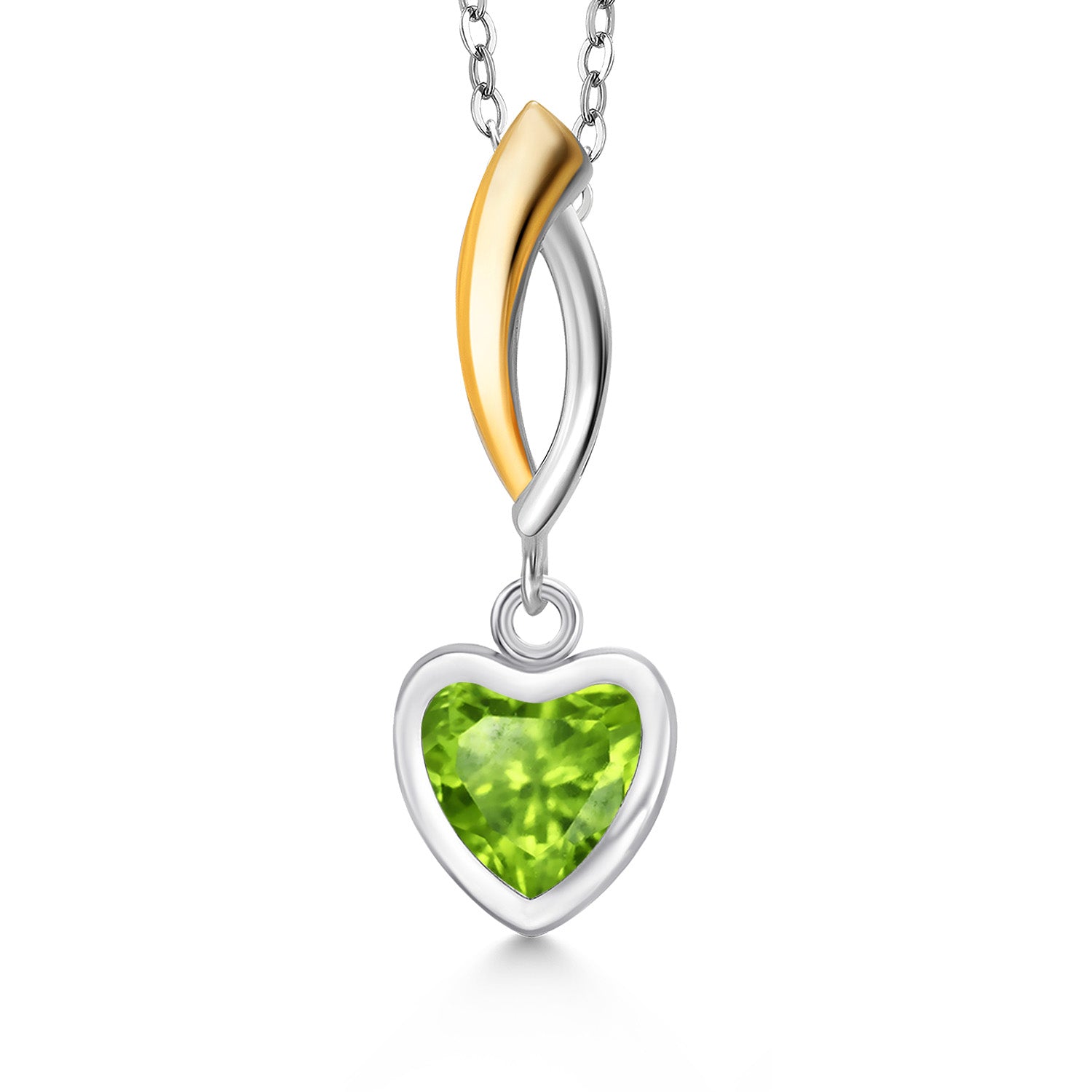 Peridot - August_Pendant in 925 Sterling Silver and 10K Yellow Gold