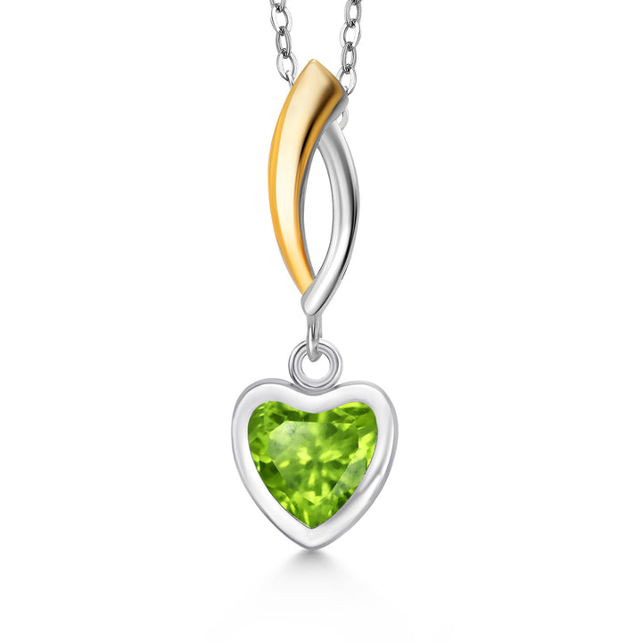 Peridot - August_Pendant in 925 Sterling Silver and 10K Yellow Gold