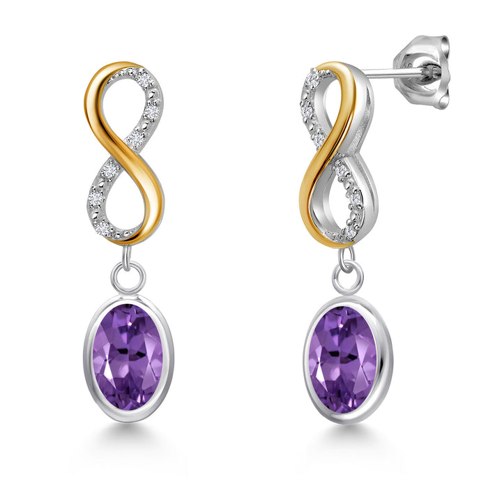 Amethyst - February_Earrings in 925 Sterling Silver and 10K Yellow Gold