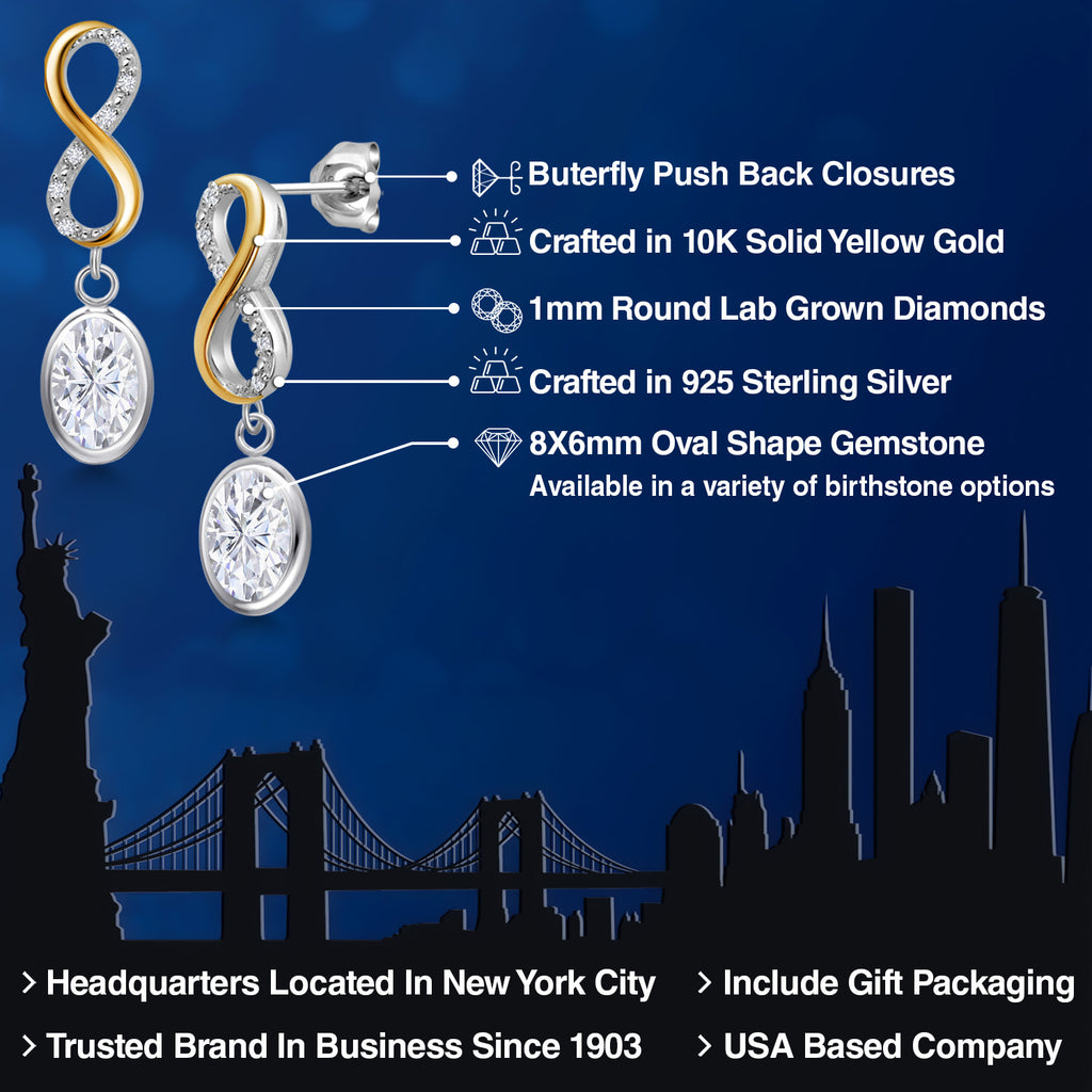 Near Colorless (GH) and E - F_Earrings in 925 Sterling Silver and 10K Yellow Gold