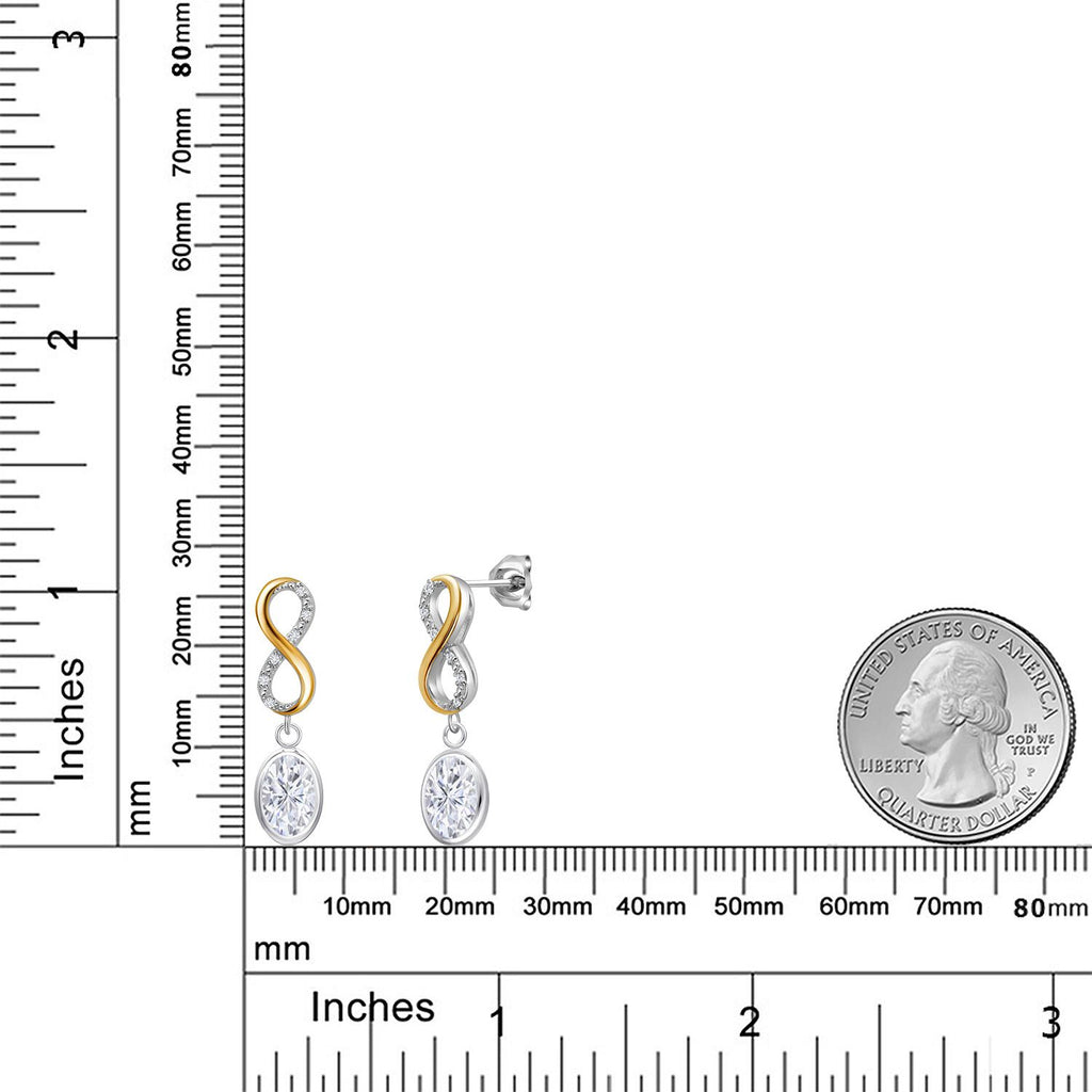 Near Colorless (GH) and E - F_Earrings in 925 Sterling Silver and 10K Yellow Gold