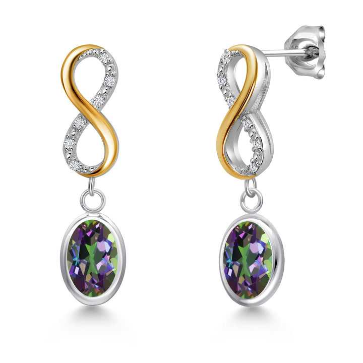 Green Mystic Topaz_Earrings in 925 Sterling Silver and 10K Yellow Gold