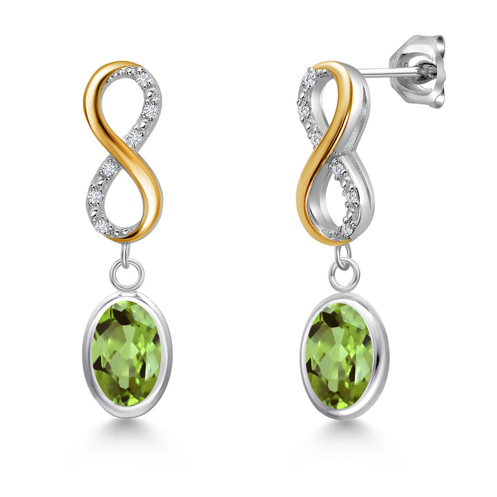Peridot - August_Earrings in 925 Sterling Silver and 10K Yellow Gold