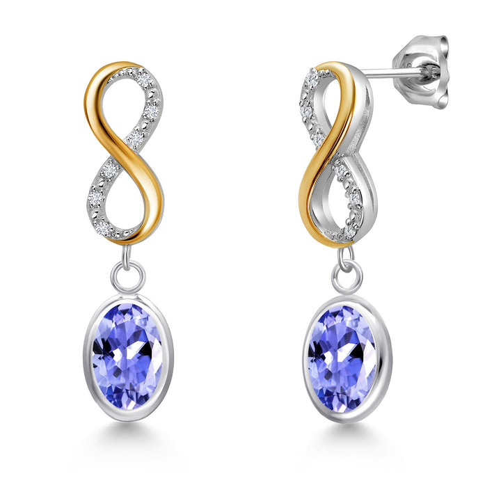 Tanzanite - December_Earrings in 925 Sterling Silver and 10K Yellow Gold