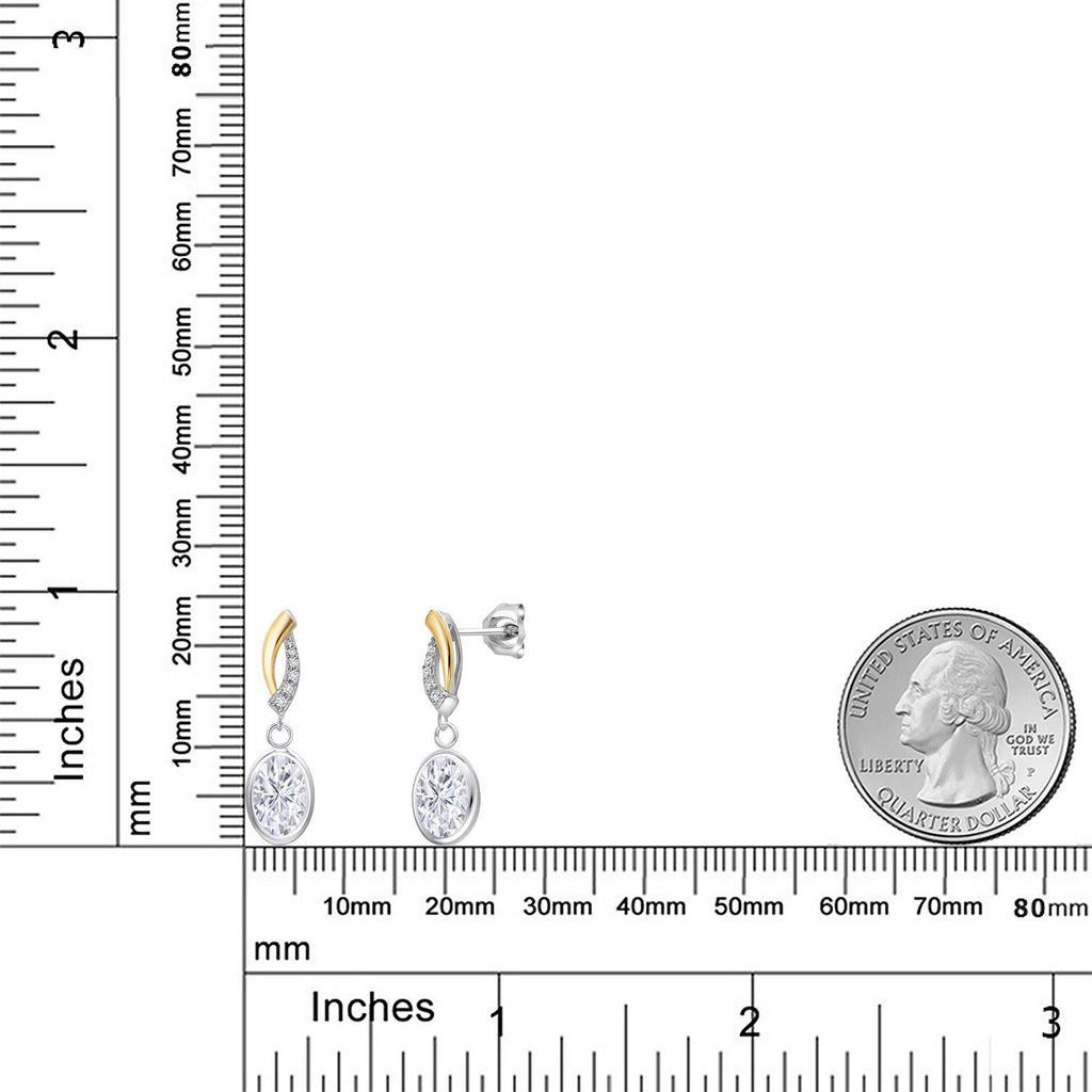 Near Colorless (GH) and E - F_Earrings in 925 Sterling Silver and 10K Yellow Gold