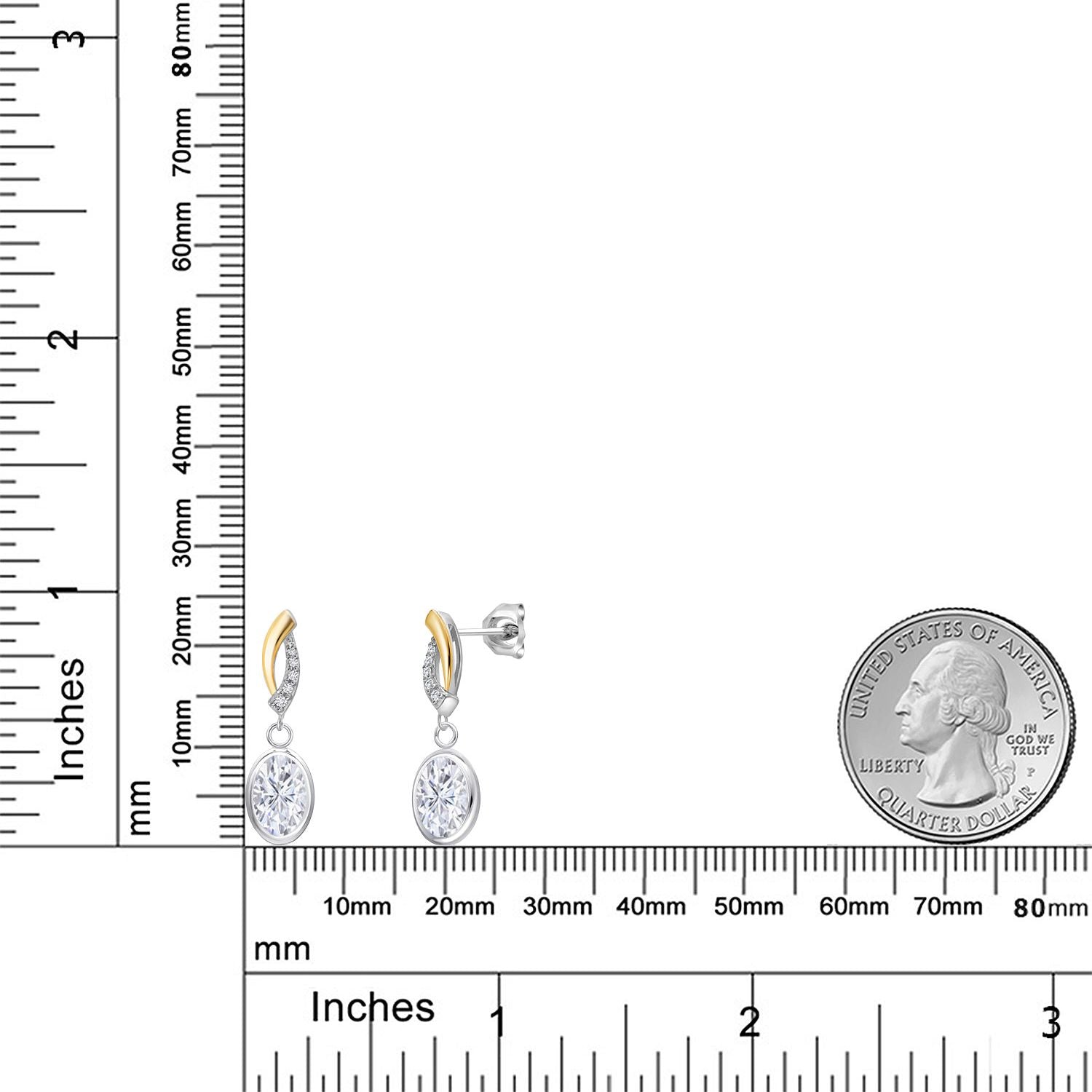 Near Colorless (GH) and E - F_Earrings in 925 Sterling Silver and 10K Yellow Gold