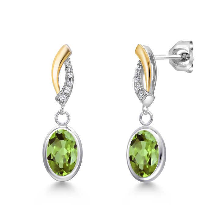 Peridot - August_Earrings in 925 Sterling Silver and 10K Yellow Gold