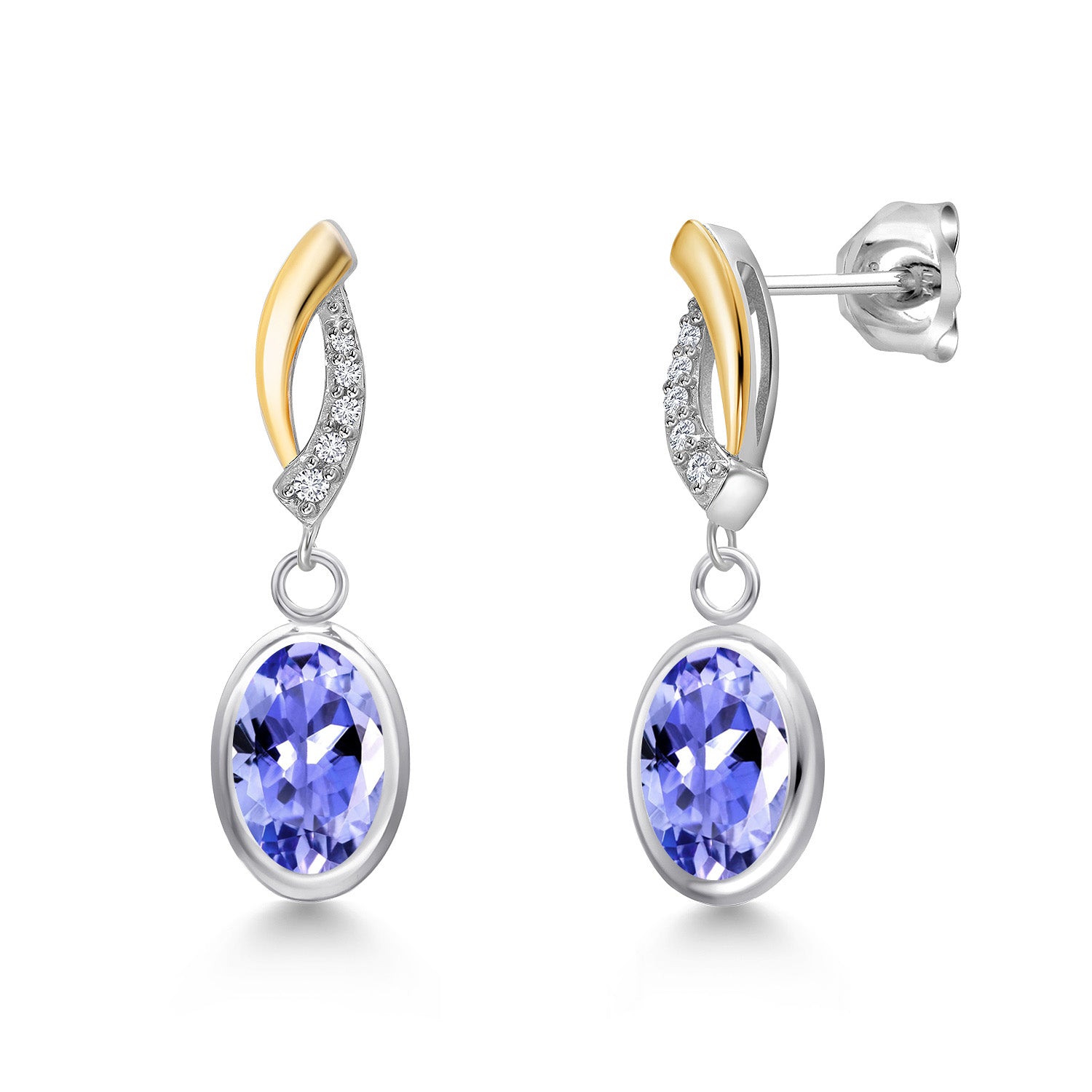 Tanzanite - December_Earrings in 925 Sterling Silver and 10K Yellow Gold