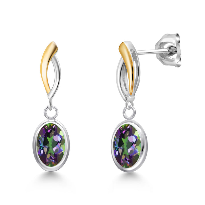 Green Mystic Topaz_Earrings in 925 Sterling Silver and 10K Yellow Gold