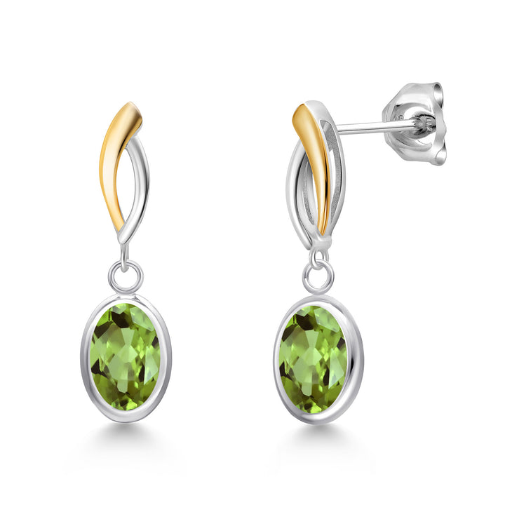 Peridot - August_Earrings in 925 Sterling Silver and 10K Yellow Gold