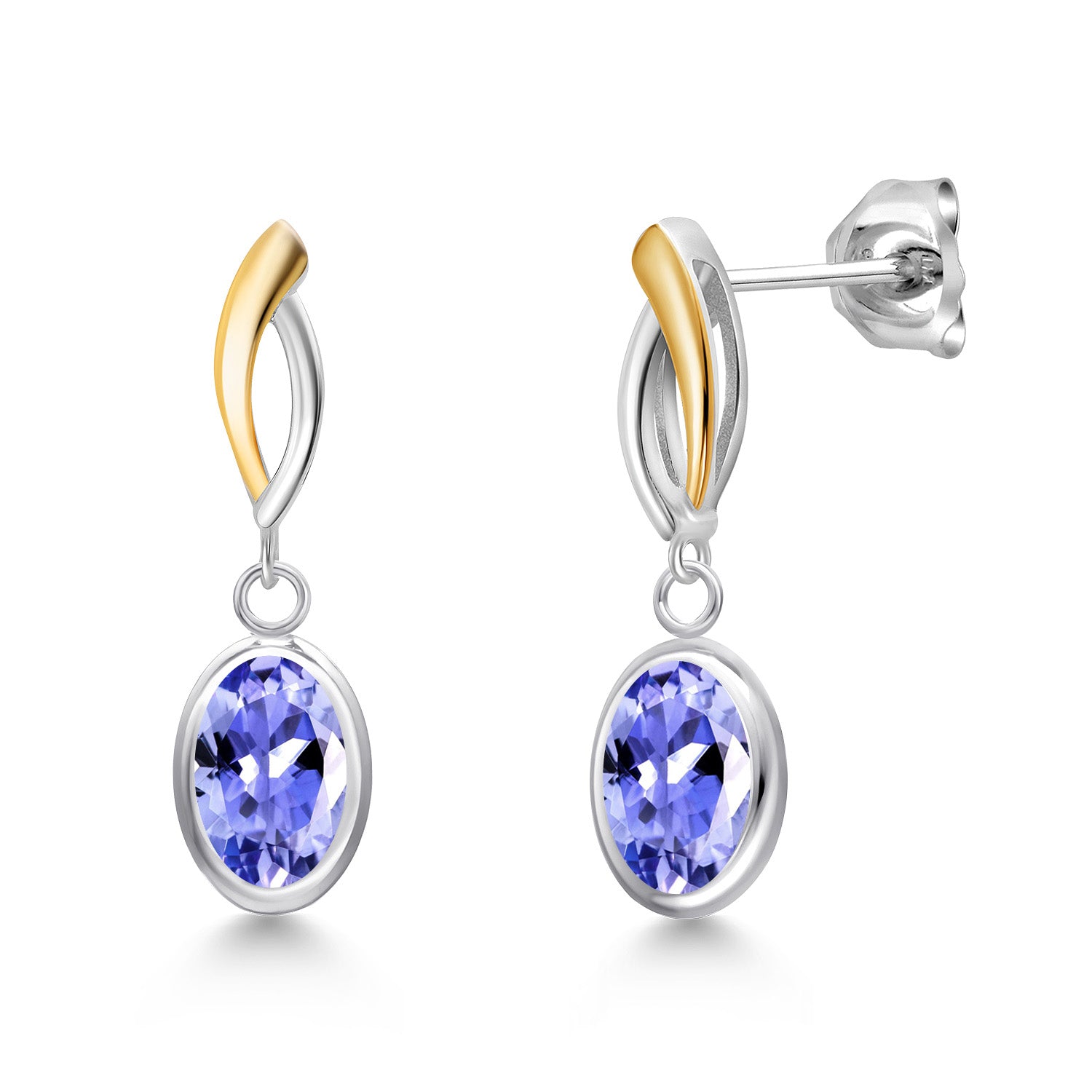 Tanzanite - December_Earrings in 925 Sterling Silver and 10K Yellow Gold